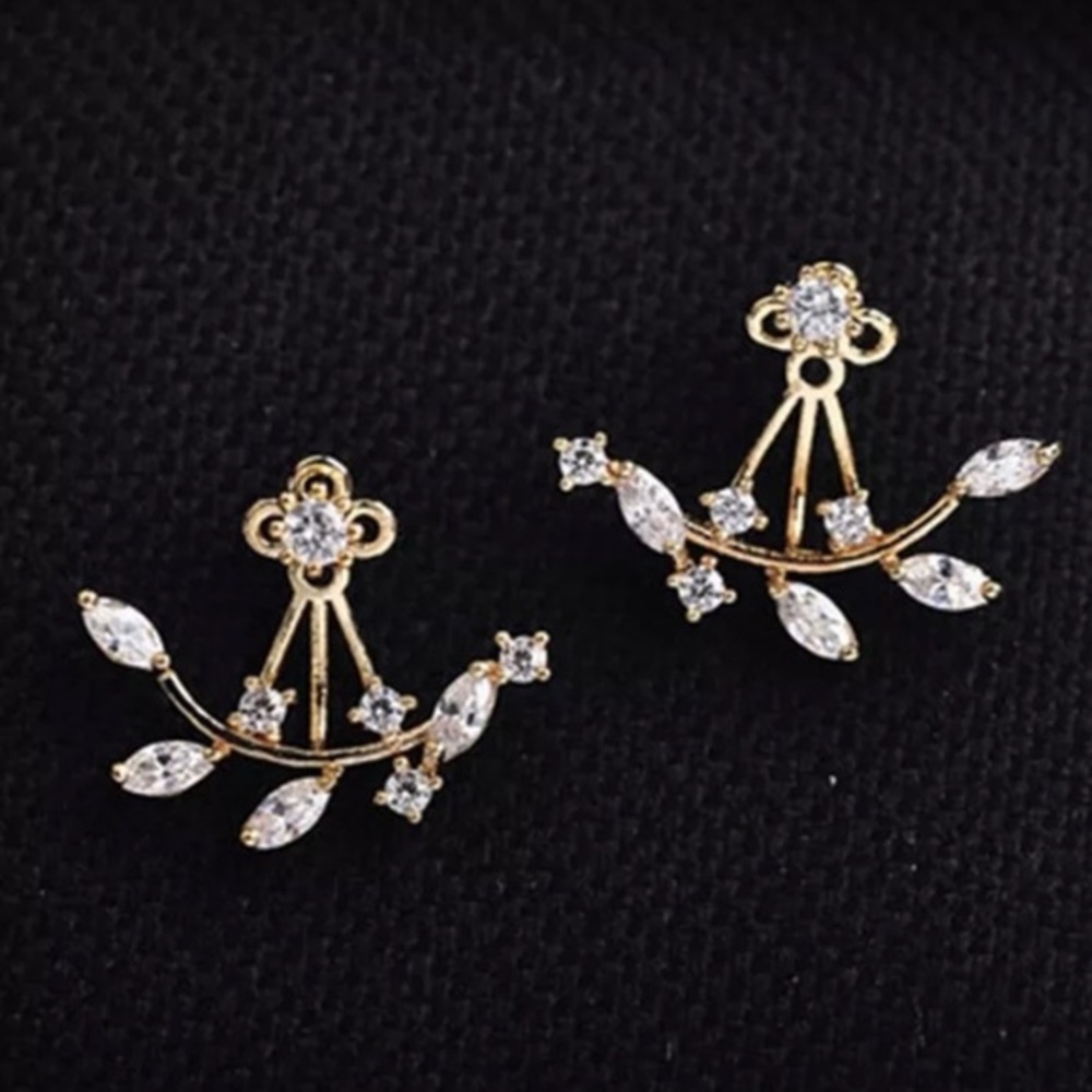✨GOLD “SPARKLING CRYSTAL”✨CRYSTAL CURTAIN EARRINGS‎ - Picture 2 of 3